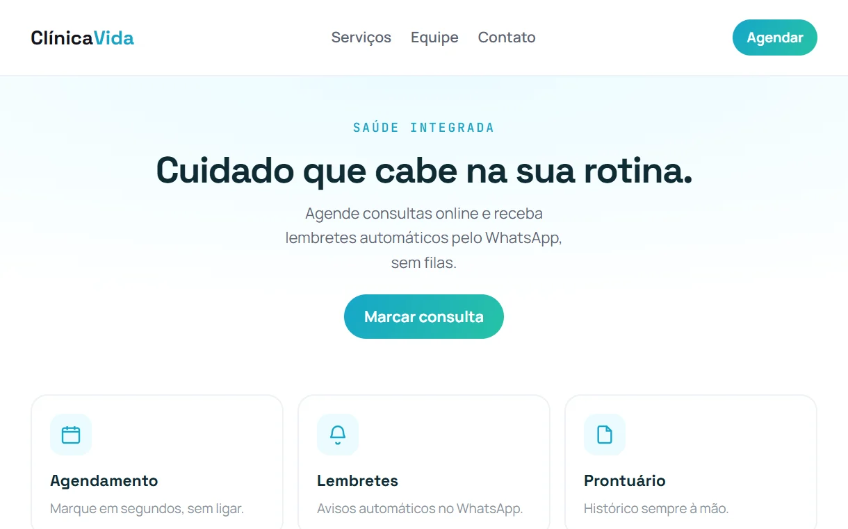 Site de clínica feito pela Movia